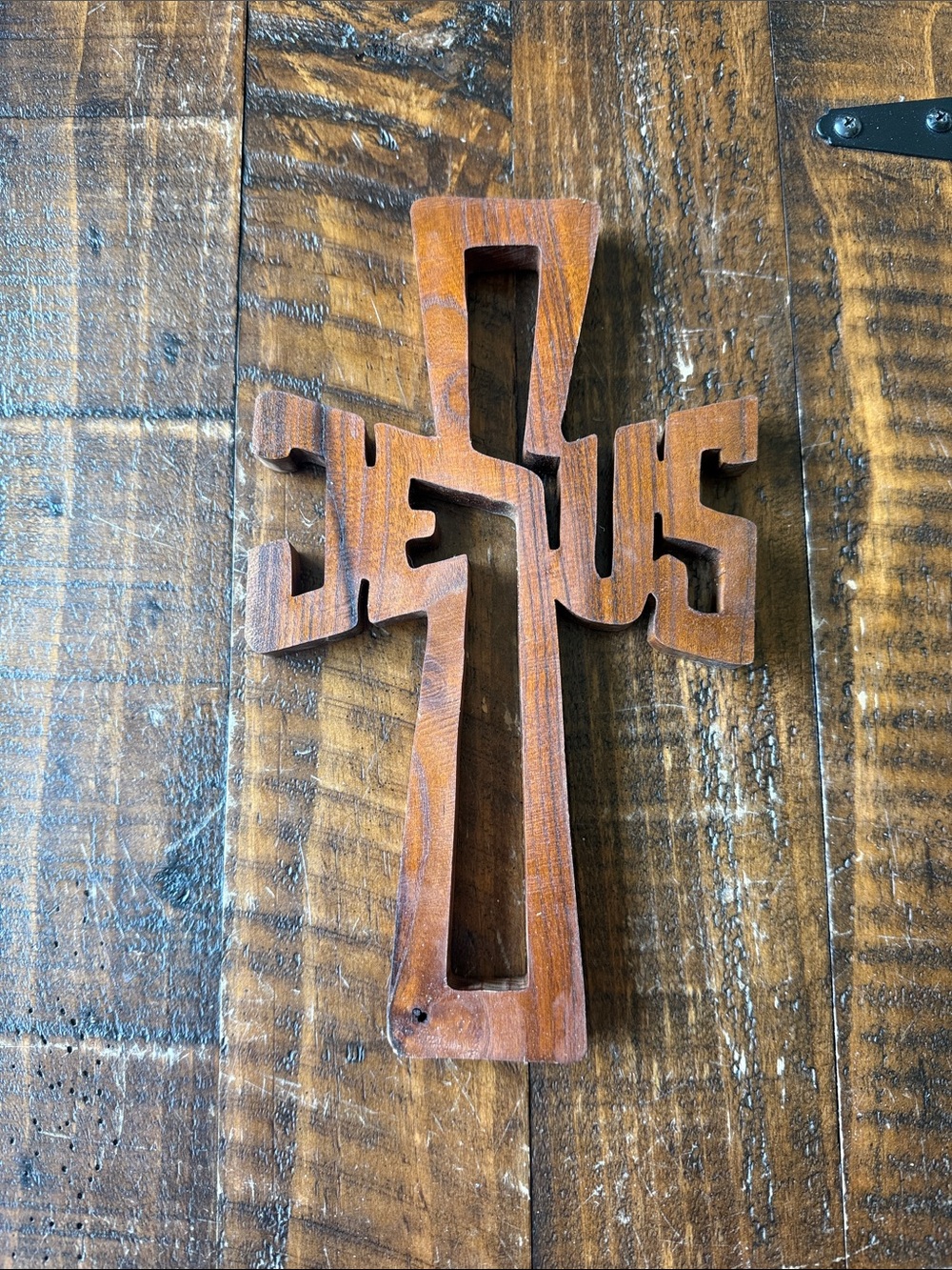 Wooden Jesus Cross Wall Decor Rustic Christian Religious Home Accent 10”